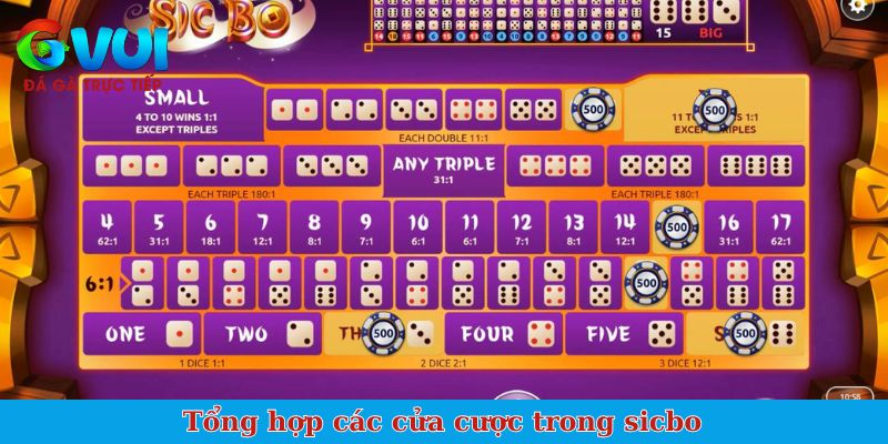 Tổng hợp các cửa cược trong sicbo