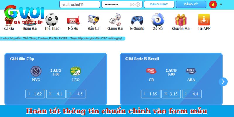 Hoàn tất thông tin chuẩn chỉnh vào form mẫu